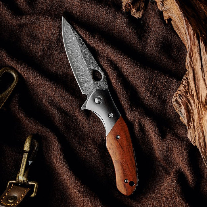 Multitool - Polar Japanese VG10 Damascus Pocket Knife with Exotic Sandal Wood Handle - Shokunin USA