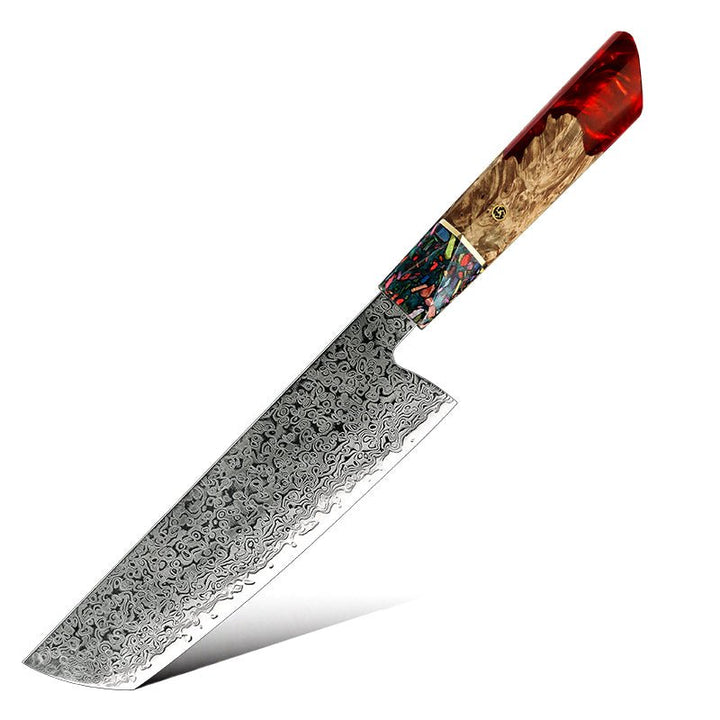 Chef Knife Set - Pristine Japanese Chef Knife Set with VG-10 Damascus Steel Exotic Stabilized Olive Wood Handle & Sheath - Shokunin USA