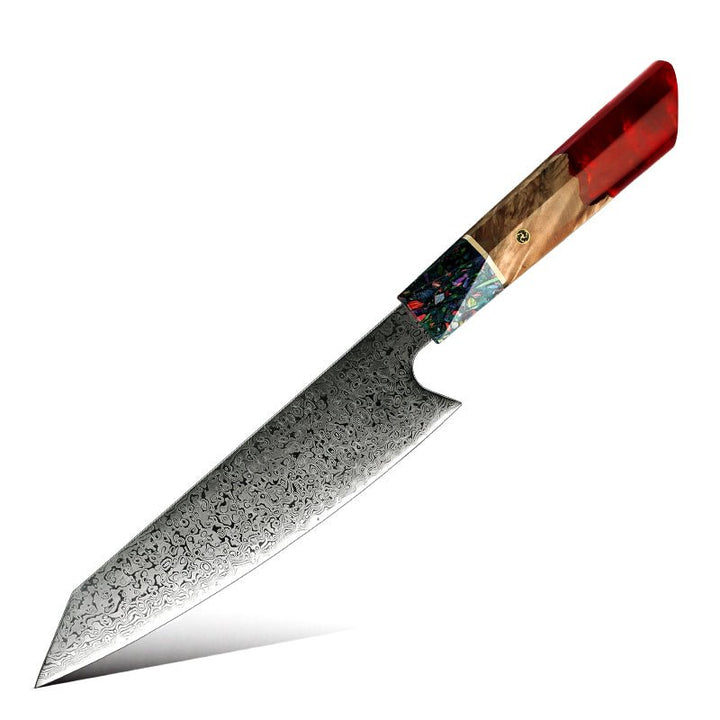 Chef Knife Set - Pristine Japanese Chef Knife Set with VG-10 Damascus Steel Exotic Stabilized Olive Wood Handle & Sheath - Shokunin USA