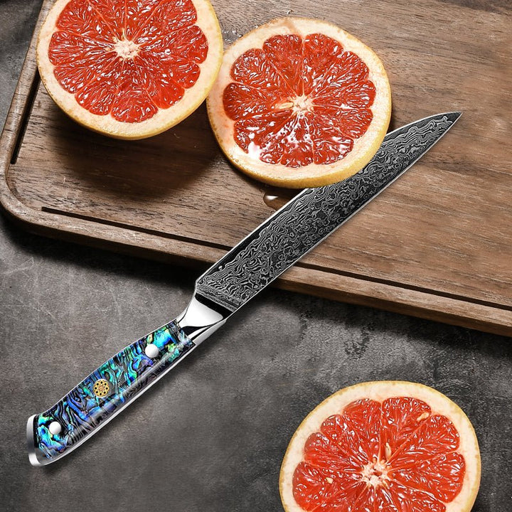 Knife Set - Ronin VG10 Kitchen knife Set - Damascus Steel & Abalone Shell Handle - Shokunin USA
