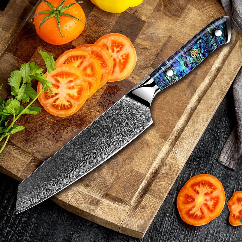 Knife Set - Ronin VG10 Kitchen knife Set - Damascus Steel & Abalone Shell Handle - Shokunin USA