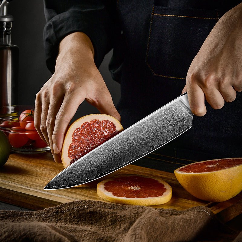 Knife Set - Ronin VG10 Kitchen knife Set - Damascus Steel & Abalone Shell Handle - Shokunin USA