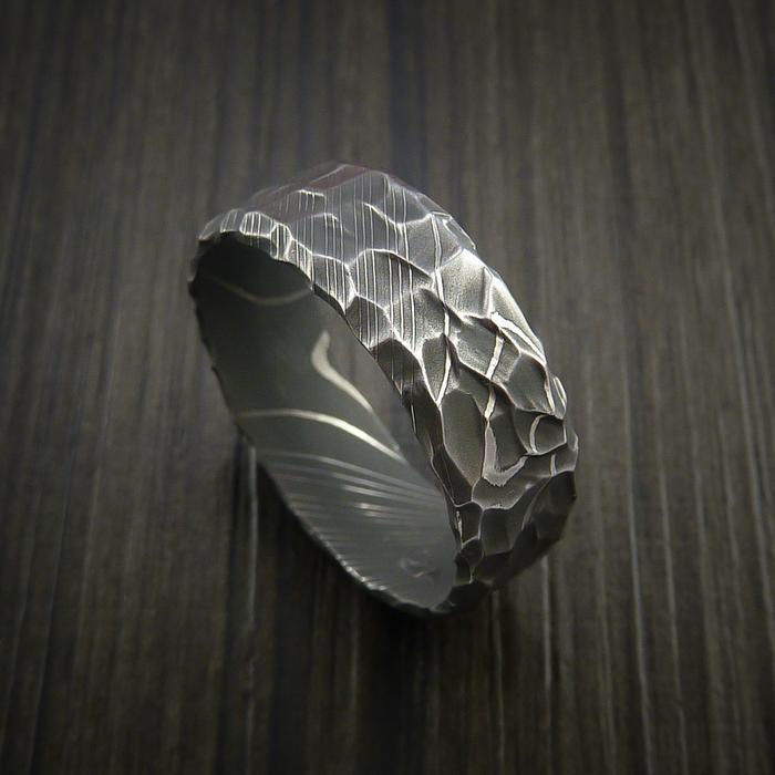 Damascus ring - Vapor Damascus Steel Wedding Ring Band - The King of Rings - Shokunin USA