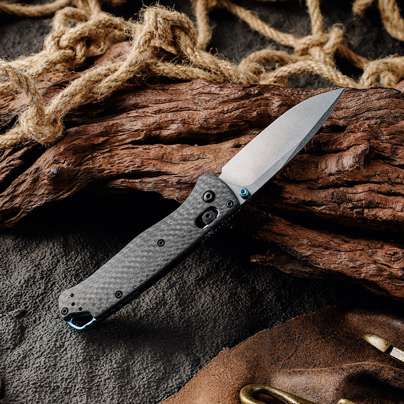 Custom D2 Knife - Onyx D2 Steel Folding Pocket Knife with Clip &amp; Carbon Fiber Hnadle - Shokunin USA