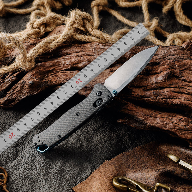 Custom D2 Knives - Onyx D2 Steel Folding Pocket Knife with Clip &amp; Carbon Fiber Hnadle - Shokunin USA