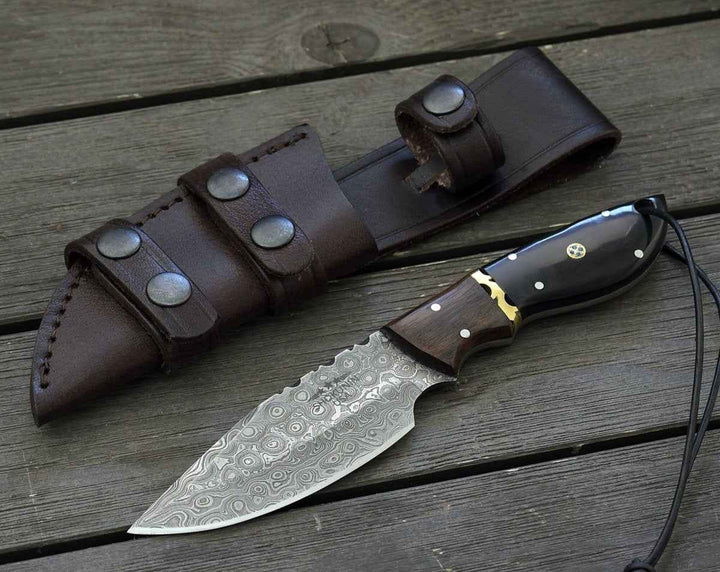 handmade skinning knife with rosewood handle - Oathkeeper Deer Skinning Knife with Horn &amp; Rosewood Handle - Shokunin USA