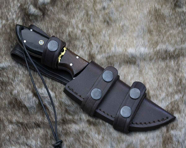 handcrafted skinning knife with rosewood handle - Oathkeeper Deer Skinning Knife with Horn &amp; Rosewood Handle - Shokunin USA