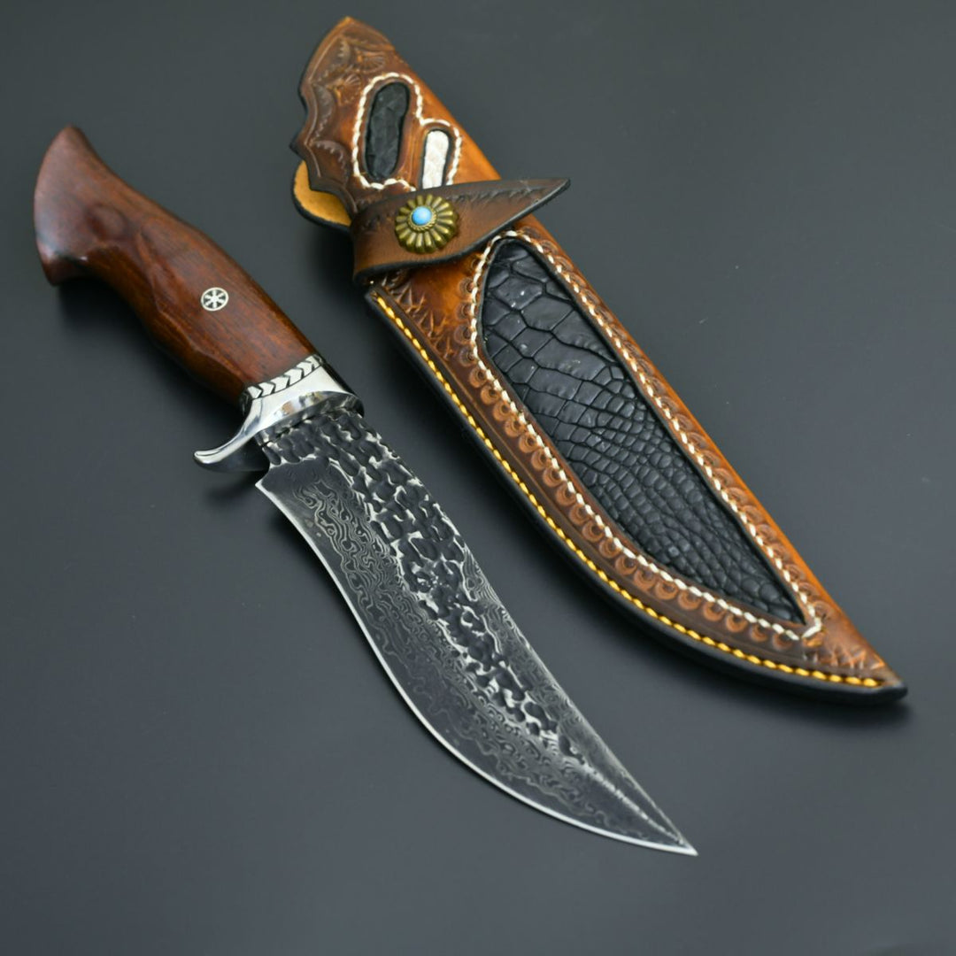 Hunting Knife - Aphrodite Japanese Hunting Utility Knife with Exotic Sandalwood Handle - Shokunin USA