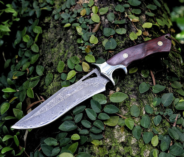 Velar Knife - Velar Japanese Hunting Knife with VG-10 Damascus Blade and Exotic Red Sandal Wood - Shokunin USA