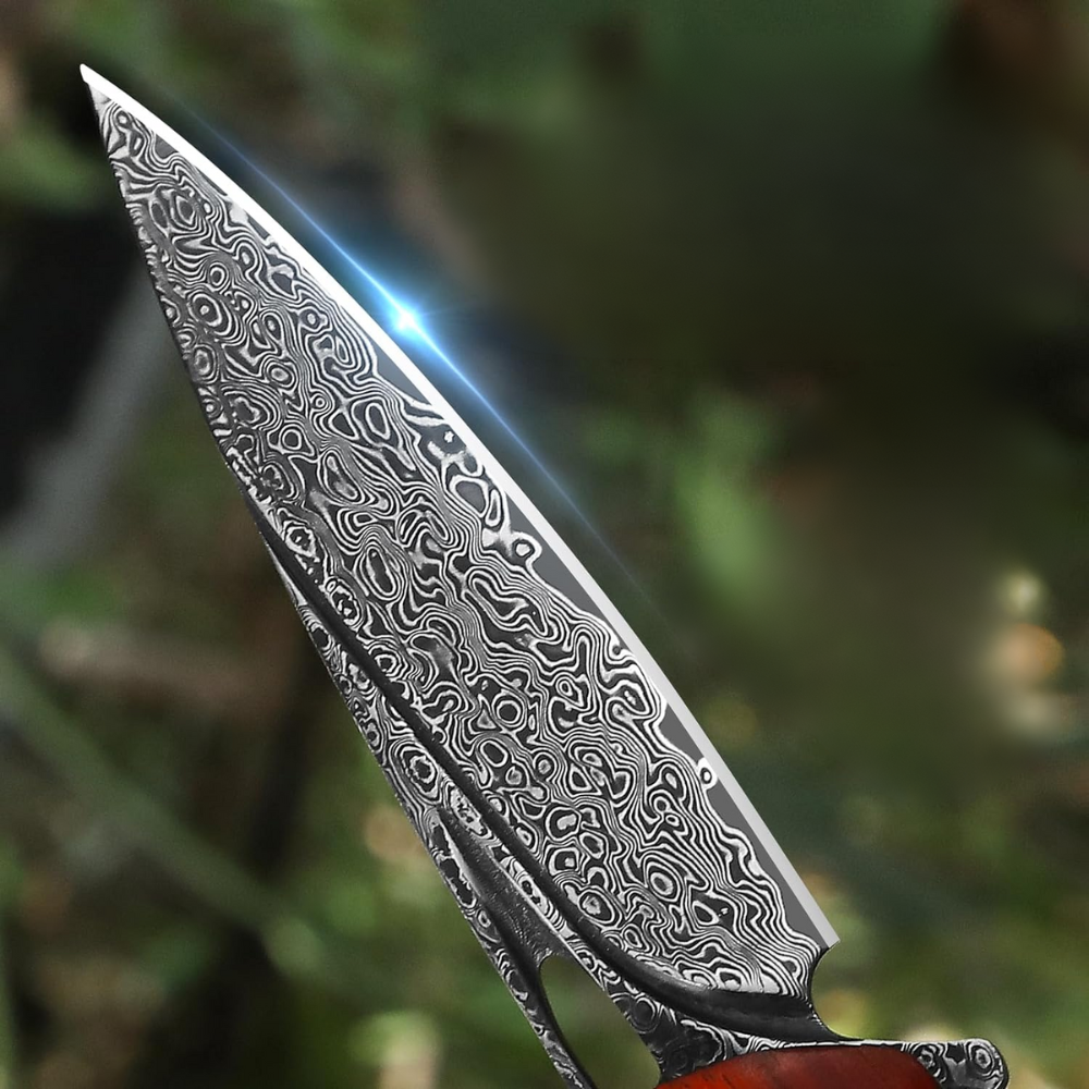 Damascus Knife - Quicksilver Handmade Japanese Damascus Pocket Knife with Exotic Red Sandalwood Handle - Shokunin USA