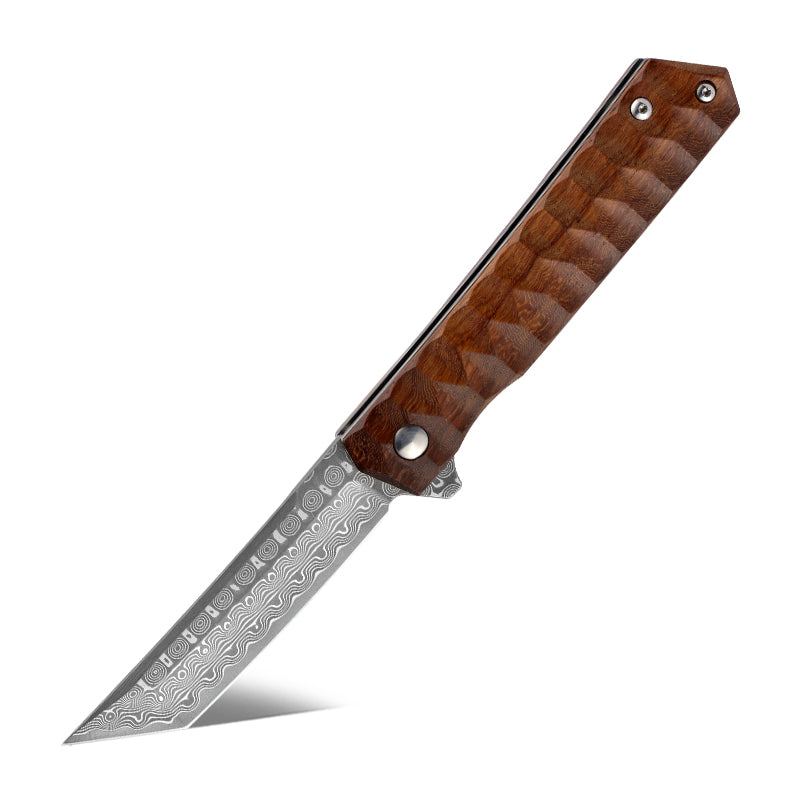 Utility Knife - Lucifer VG10 Handmade Tanto Knife with Exotic Rose Wood Handle - Shokunin USA