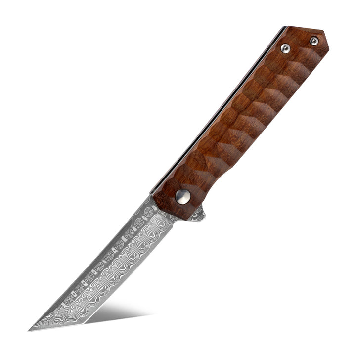 Utility Knife - Lucifer VG10 Handmade Tanto Knife with Exotic Rose Wood Handle - Shokunin USA