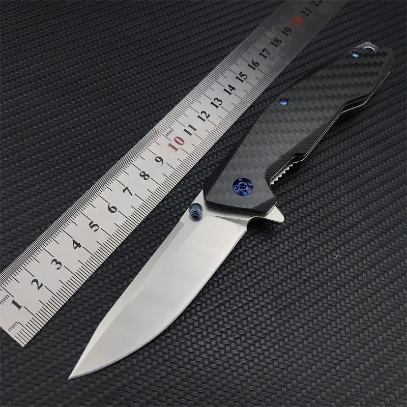 Pocket knife - Manta Pocket Knife with Carbon Fiber Handle &amp; Leather Sheath - Shokunin USA
