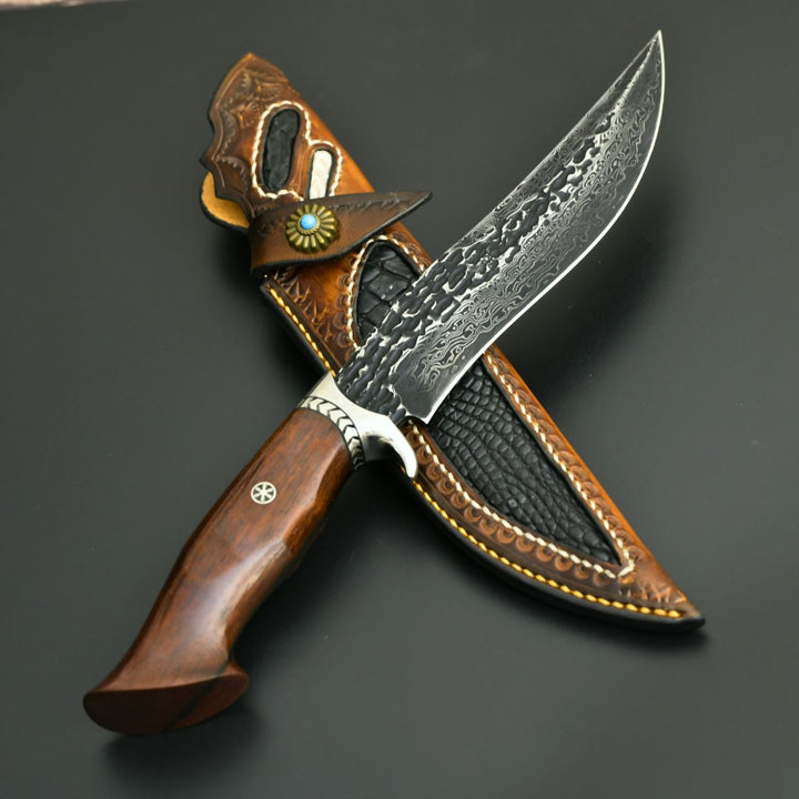 Hunting Knife - Aphrodite Japanese Hunting Utility Knife with Exotic Sandalwood Handle - Shokunin USA