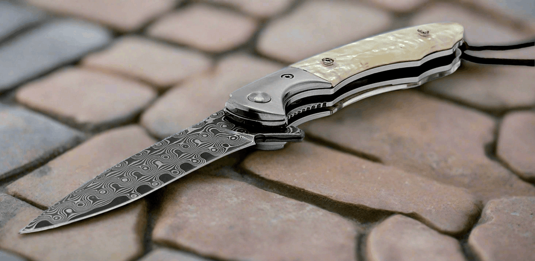 VG10 Folding Knives - Pearl Japanese VG10 Pocket Knife with Clip &amp; Mother of Pearl Handle - Shokunin USA