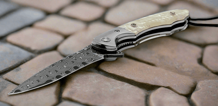 VG10 Folding Knives - Pearl Japanese VG10 Pocket Knife with Clip &amp; Mother of Pearl Handle - Shokunin USA