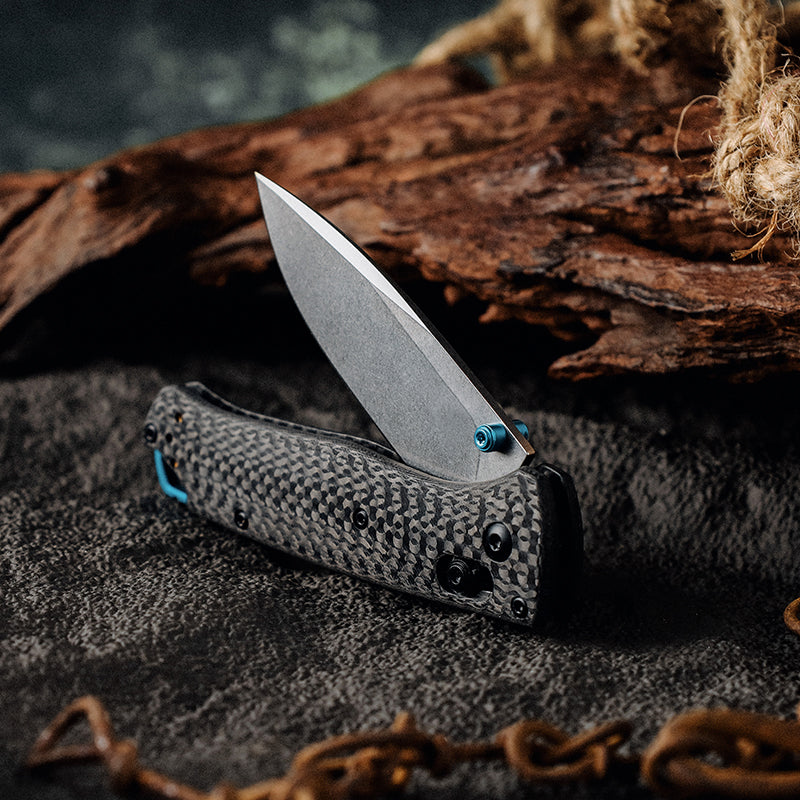 Folding Forged Knife - Onyx D2 Steel Folding Pocket Knife with Clip &amp; Carbon Fiber Hnadle - Shokunin USA