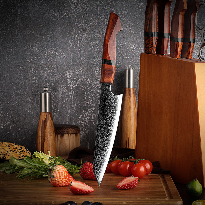 Chef knife - Aerona VG10 Pro Chef Knife with Exotic Red Sandal Wood Handle - Shokunin USA