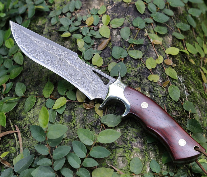 Velar Knives - Velar Japanese Hunting Knife with VG-10 Damascus Blade and Exotic Red Sandal - Shokunin USA