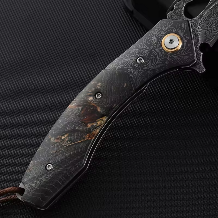 Pocket Knife - Condor VG10 Japanese Damascus Pocket Knife with Stained Maple Burl handle - Shokunin USA