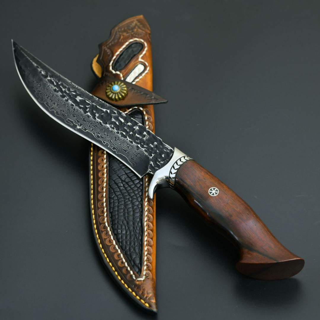 Hunting Knife - Aphrodite Japanese Hunting Utility Knife with Exotic Sandalwood Handle - Shokunin USA