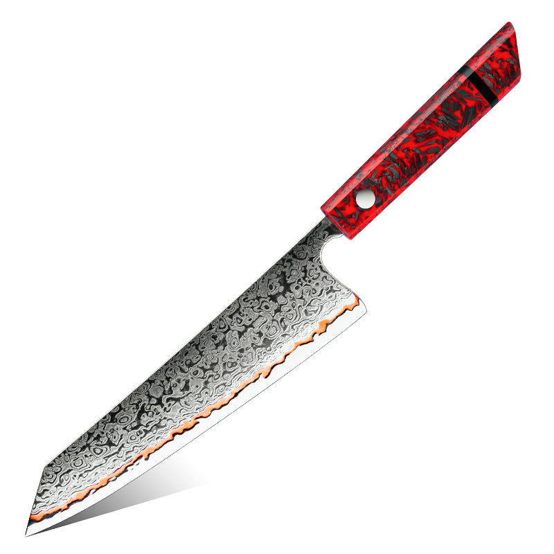 Chef knife - Epical Japanese Chef Knife Copper Damascus Steel Blade with Carbon Fiber Handle and Sheath - Shokunin USA