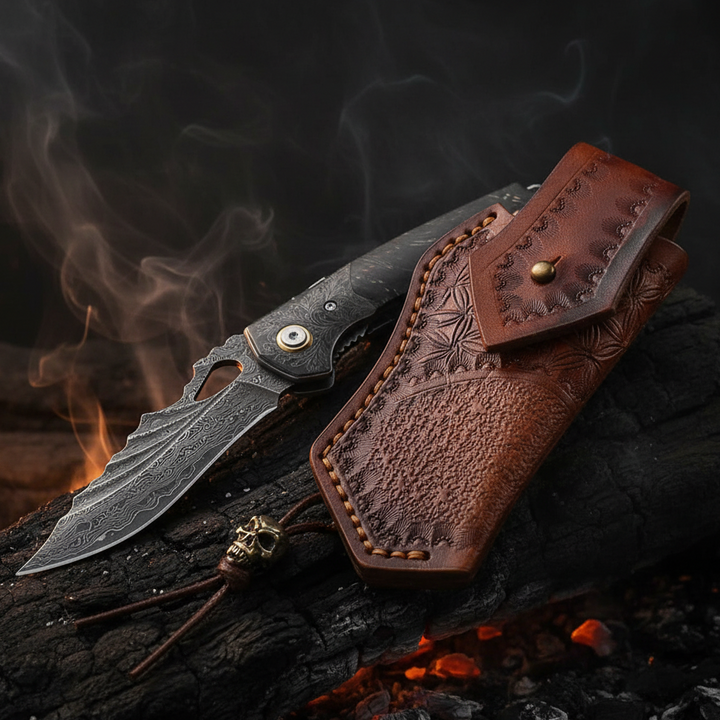 Condor VG10 Japanese Damascus Pocket Knife with Stained Maple Burl handle