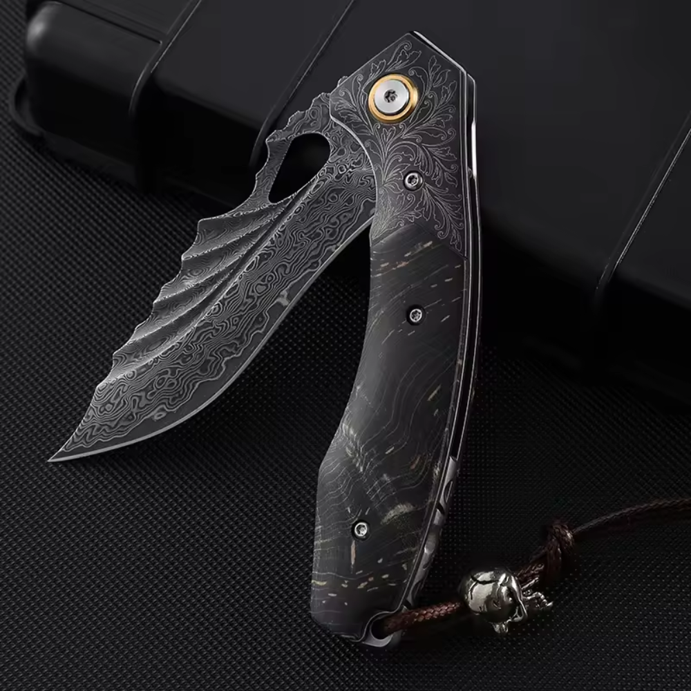 Pocket Knife - Condor VG10 Japanese Damascus Pocket Knife with Stained Maple Burl handle - Shokunin USA