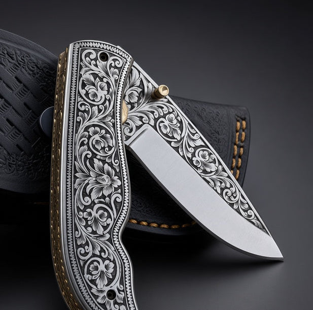 Quicksilver-Jagdmesser mit Griff aus exotischem Palisander