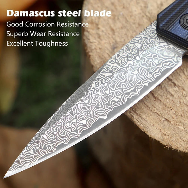 Utility Knife - Erebus Japanese Gentleman's Knife with VG-10 Damascus, G10 Handle & Leather Sheath - Shokunin USA