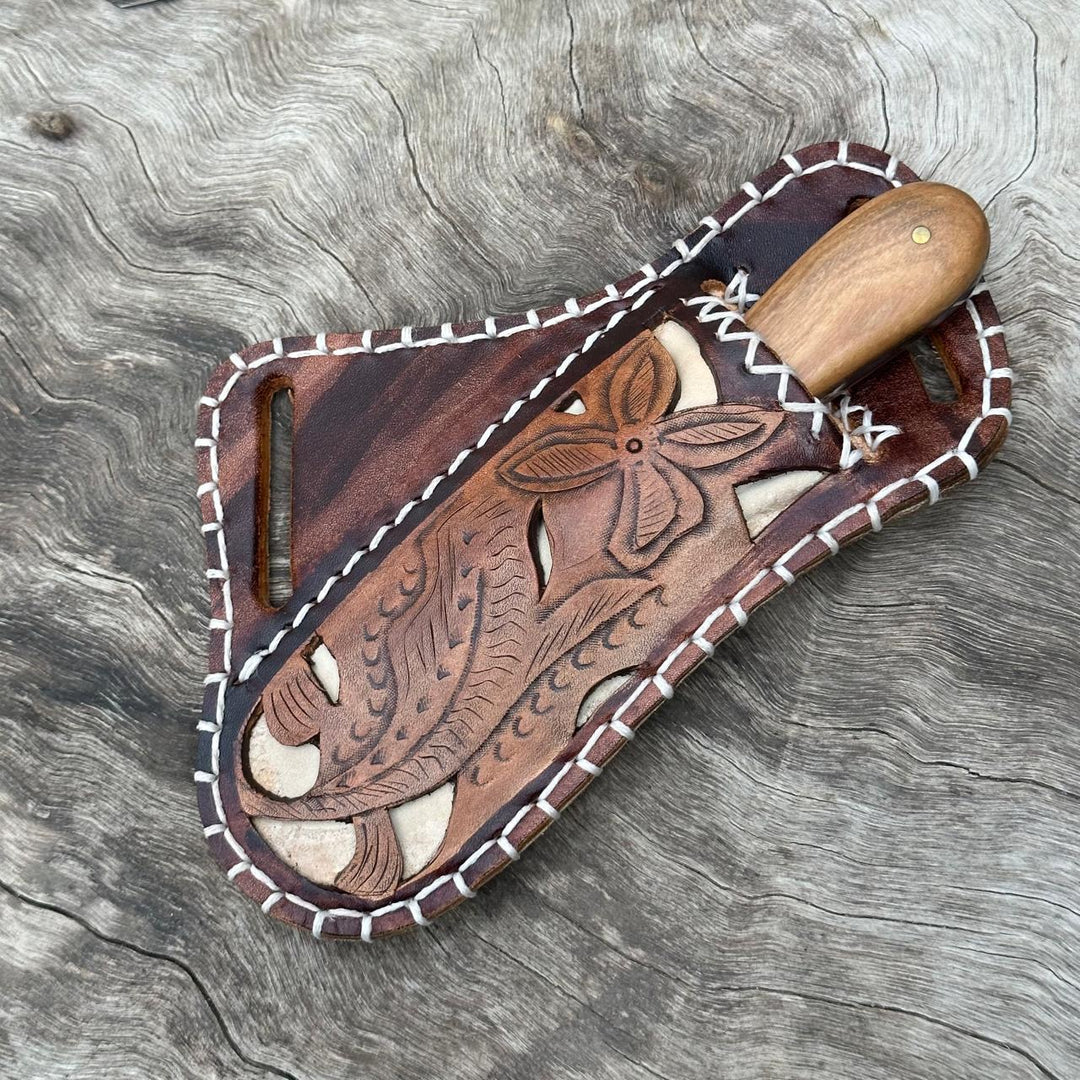 Leather Sheath - Handcrafted Leather Knife Sheath – Perfect for 4" Blades and Pocket Knives - Shokunin USA