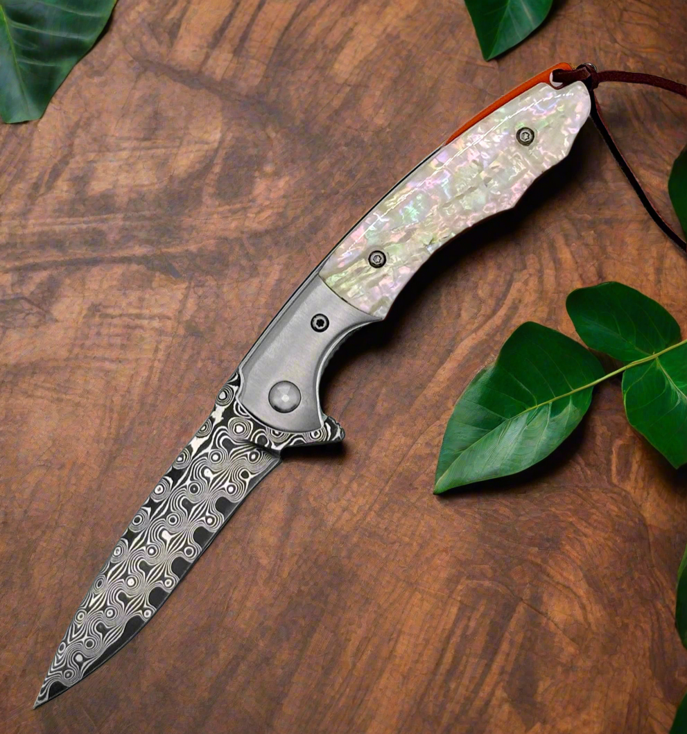 Pocket Knife - Pearl Japanese VG10 Pocket Knife with Clip & Mother of Pearl Handle - Shokunin USA