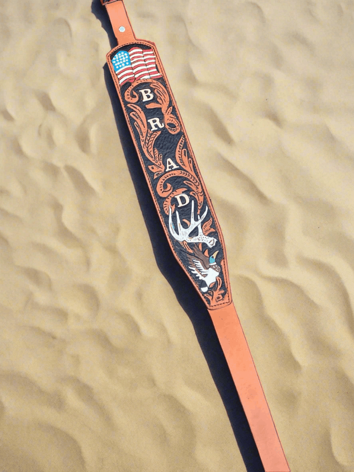 Custom Handmade Tooled Rifle Sling - Personalized - Shokunin USA
