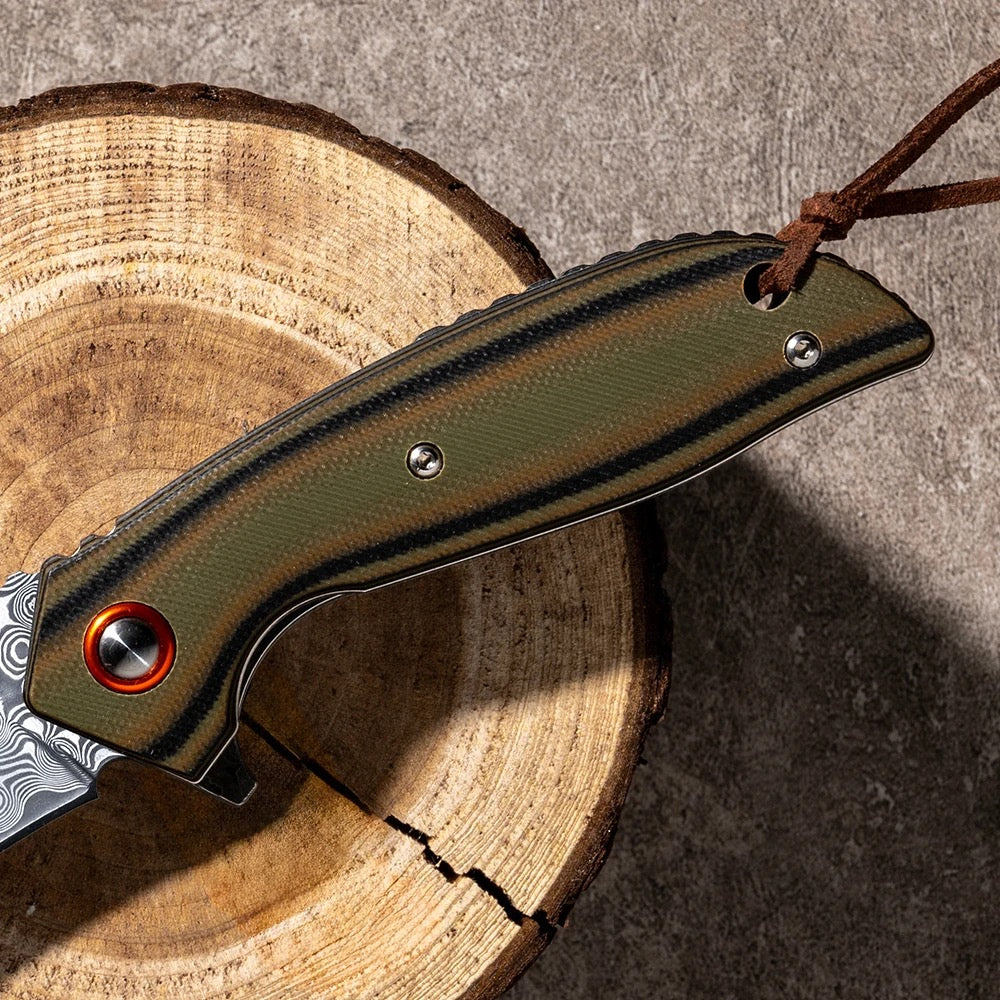 Scorpion Folding Knife - Scorpion Japanese Folding Pocket Knife with VG-10 Damascus Steel &amp; G10 Handle - Shokunin USA