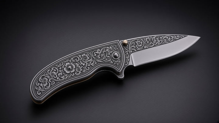 Quicksilver-Jagdmesser mit Griff aus exotischem Palisander