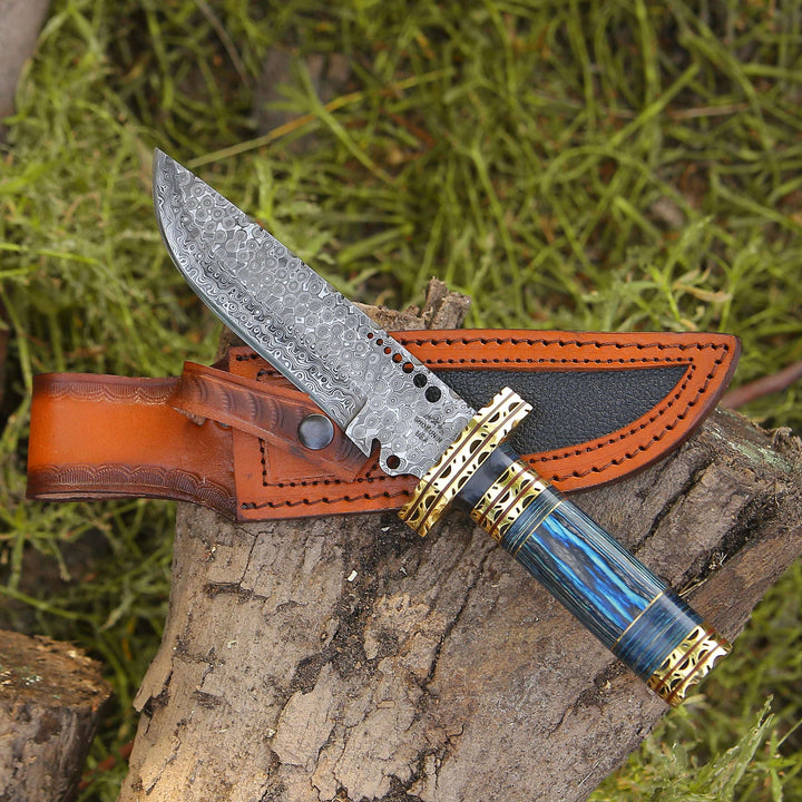 Bowie Knife - Shadowblade Damascus Steel Bowie Knife with Pakkawood Handle &amp; Sheath - Shokunin USA