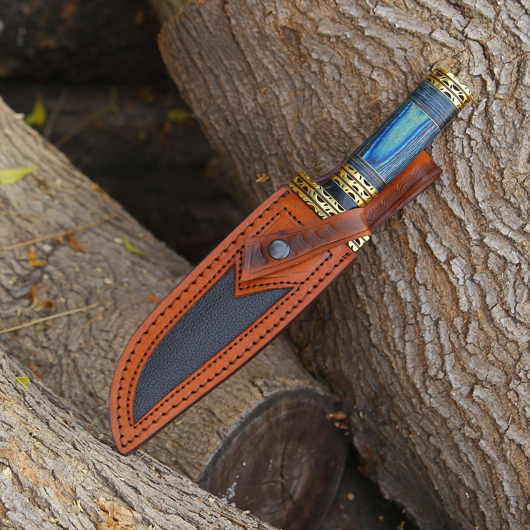 Bowie Knife - Shadowblade Damascus Steel Bowie Knife with Pakkawood Handle &amp; Sheath - Shokunin USA