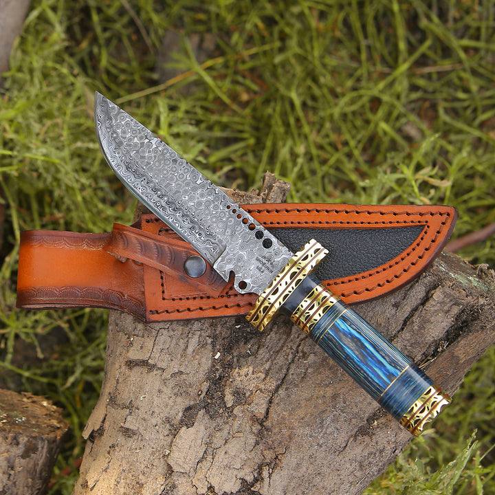 Bowie Knife - Shadowblade Damascus Steel Bowie Knife with Pakkawood Handle & Sheath - Shokunin USA