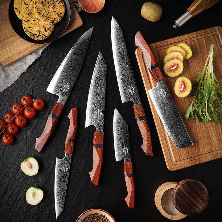 Chef knife - Infinity Japanese Pro Chef Knife Set with Exotic Sandal Wood & Resin Handle - Shokunin USA