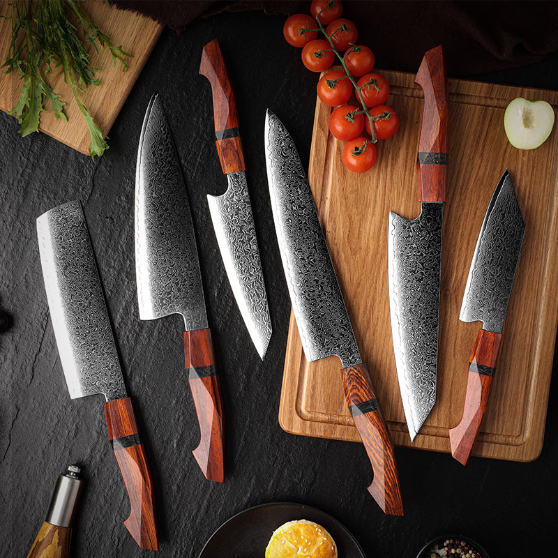 Chef knife - Infinity Japanese Pro Chef Knife Set with Exotic Sandal Wood & Resin Handle - Shokunin USA