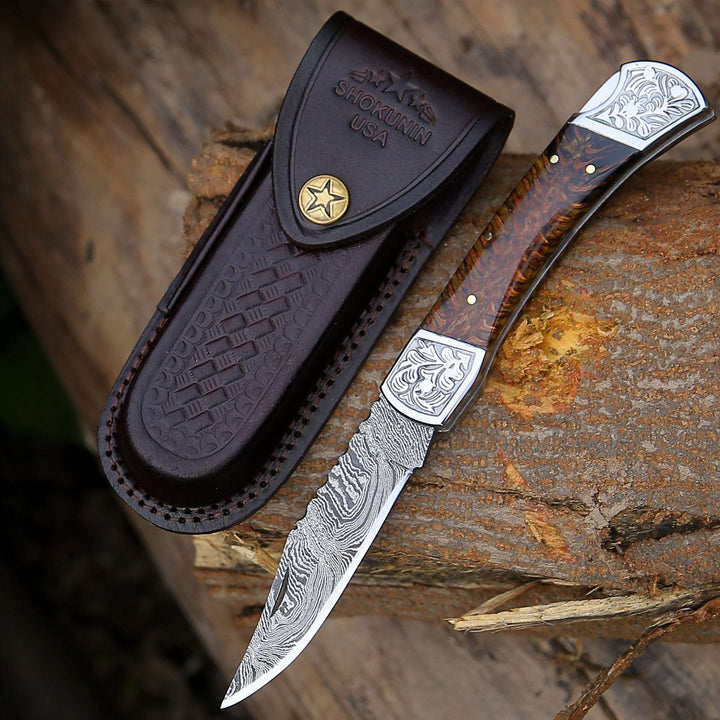 Striker Custom Pocket Knife with Pine Cone Handle