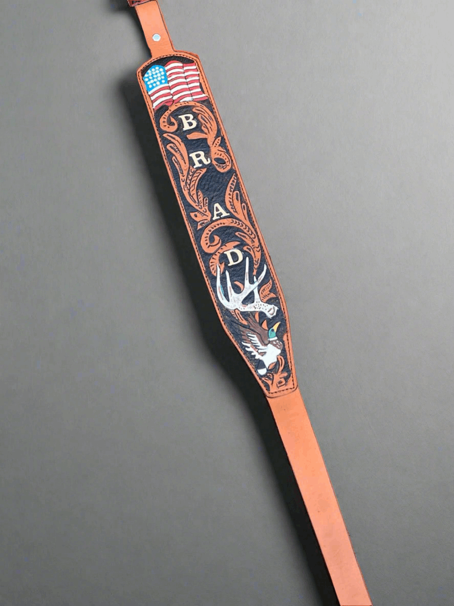 Custom Handmade Tooled Rifle Sling - Personalized - Shokunin USA