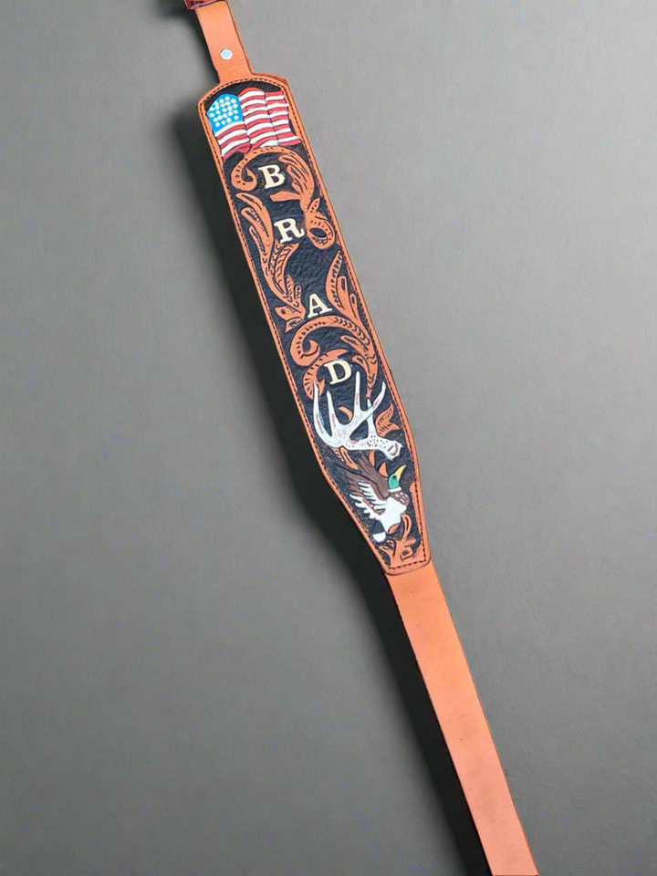 Rifle Sling - Custom Hand Tooled Leather Rifle Sling - Shokunin USA