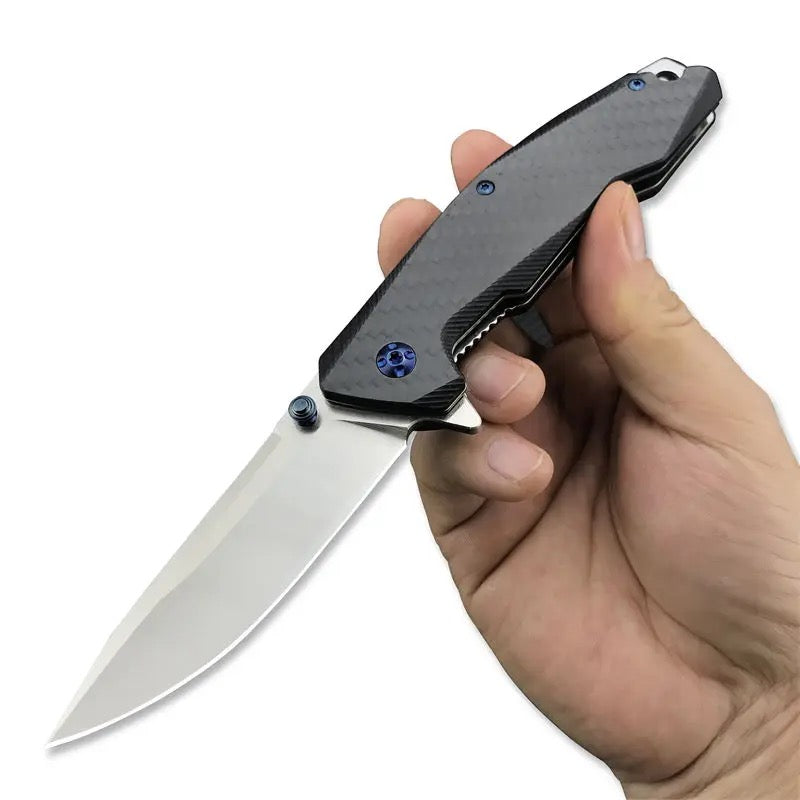 Pocket knife - Manta Pocket Knife with Carbon Fiber Handle & Leather Sheath - Shokunin USA