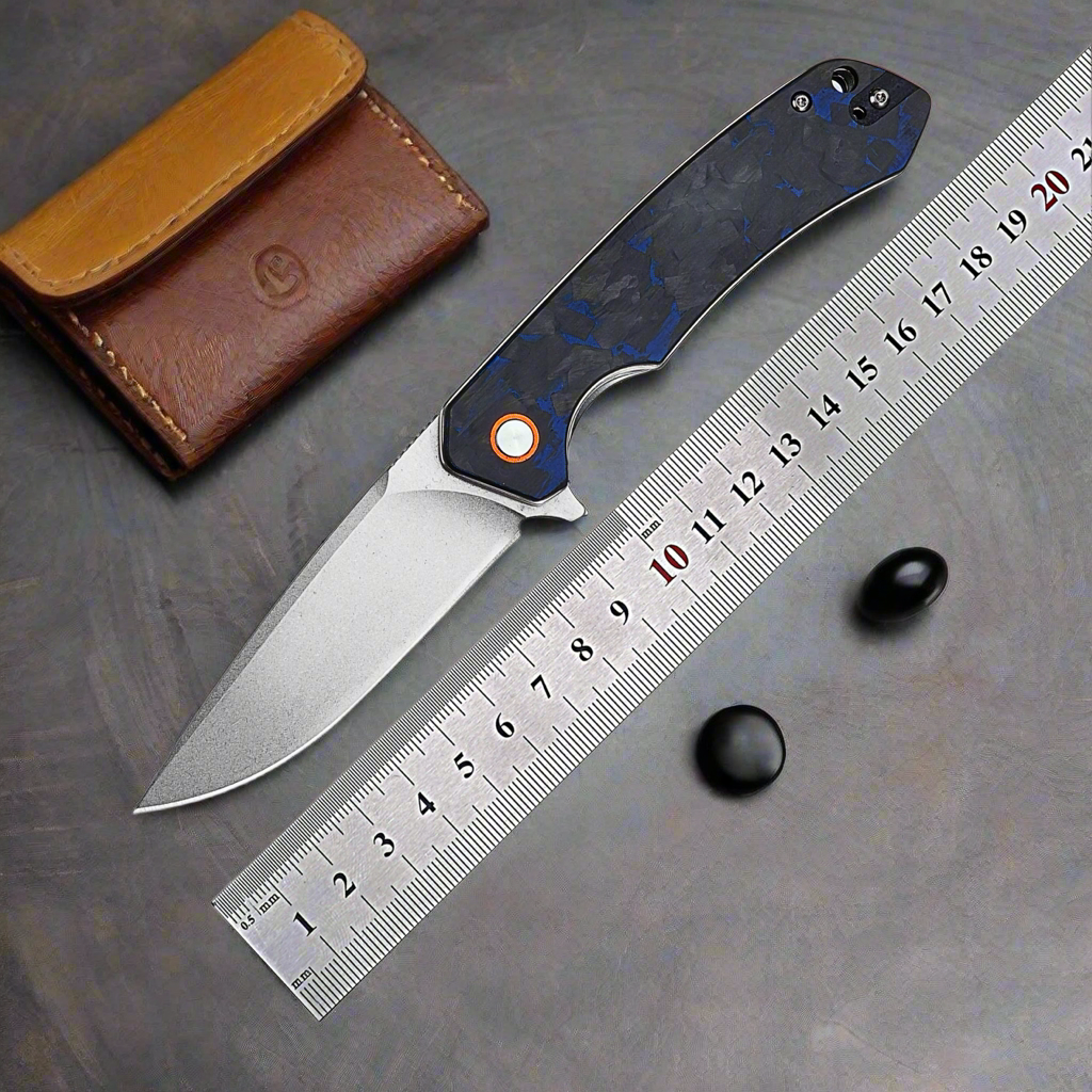 Utility Knife - Ranger D2 Steel EDC Pocket Knife with G10 Handle & Leather Case - Shokunin USA