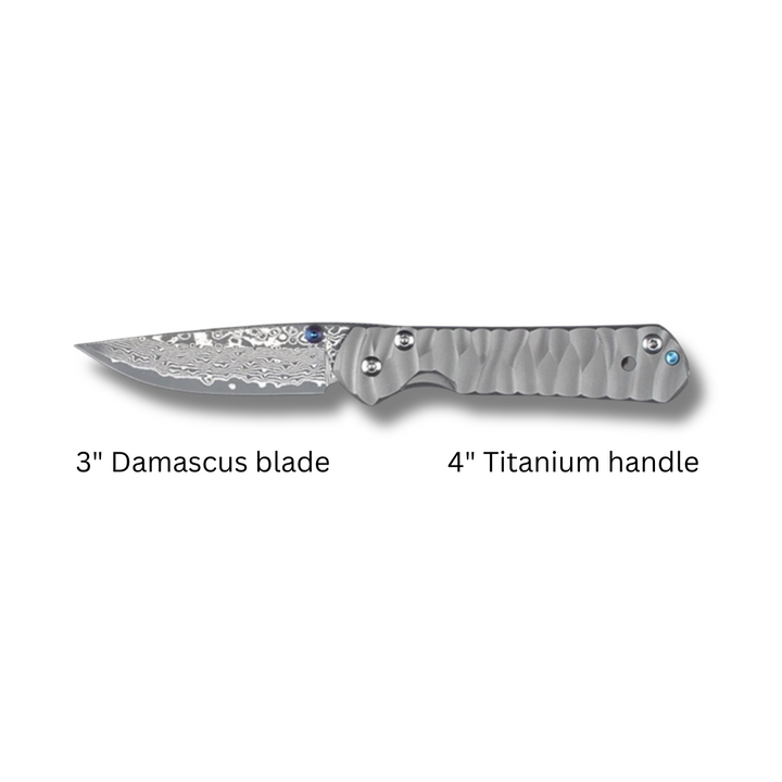 EDC Knife - Diamond Japanese EDC Pocket Knife with VG10 Damascus Blade, Titanium Handle & Sheath - Shokunin USA