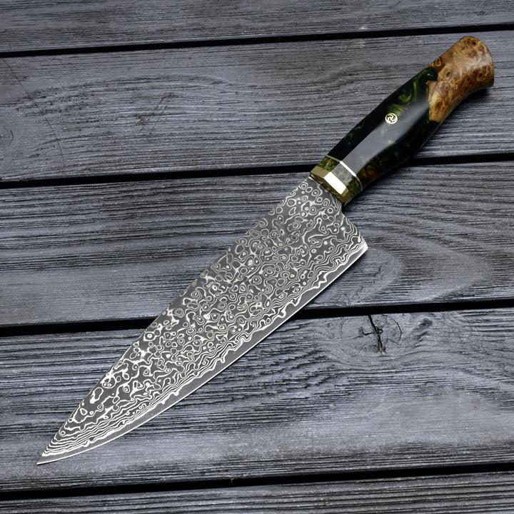 Chef Knife - Protivo VG10 Chef Knife, Damascus Chef Knife with Olive Wood Handle - Shokunin USA