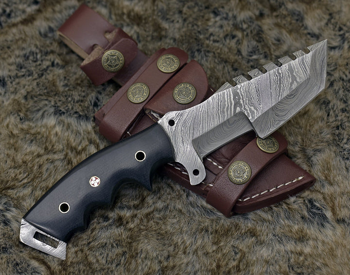 Damascus Survival Knife - Knightmaker Damascus Steel Tracker Knife - Shokunin USA