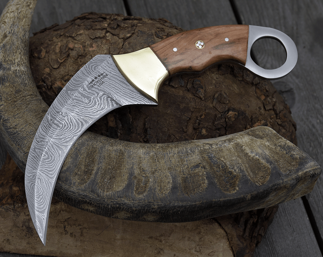 Utility Knife - Phalanx Damascus Knife with Sheath - Shokunin USA