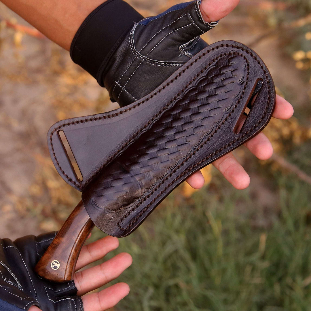 handcrafted hunting knife - Bloodhound Handmade Damascus Steel Hunting Knife with Rosewood Handle &amp; Leather Sheath - Shokunin USA